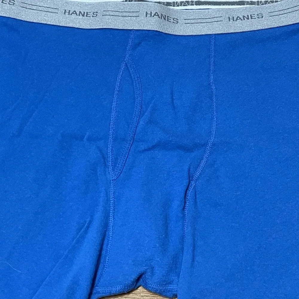 VTG Hanes Boxer Brief‎ Comfort Flex Size Large Waist Gray Band Light Blue